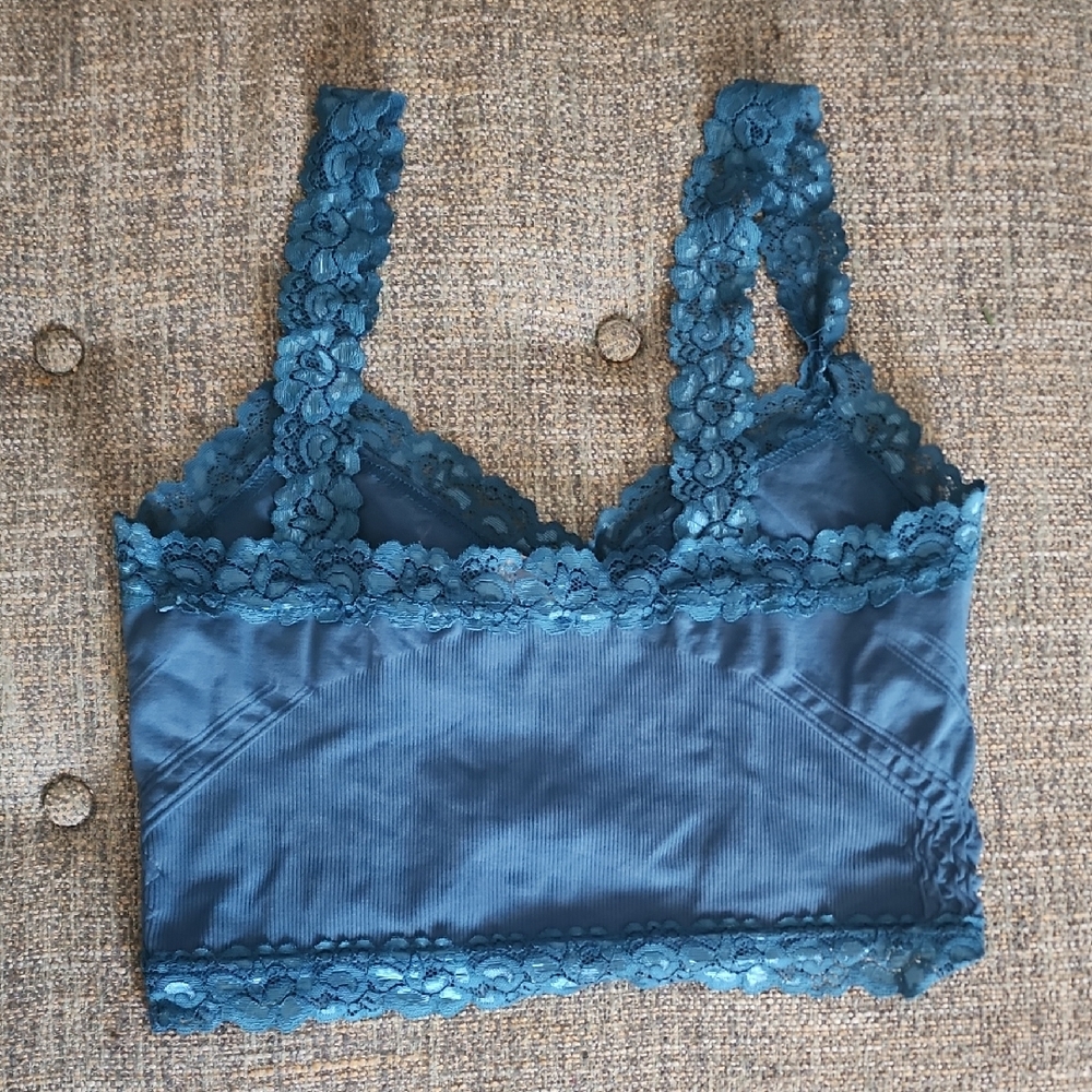 Lace Trim Bralette - Teal - Picture 3 of 3